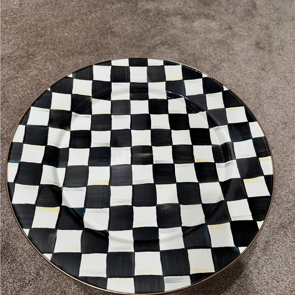 MacKenzie-Childs Black and White Checkered Cake Stand - Picture 6 of 8